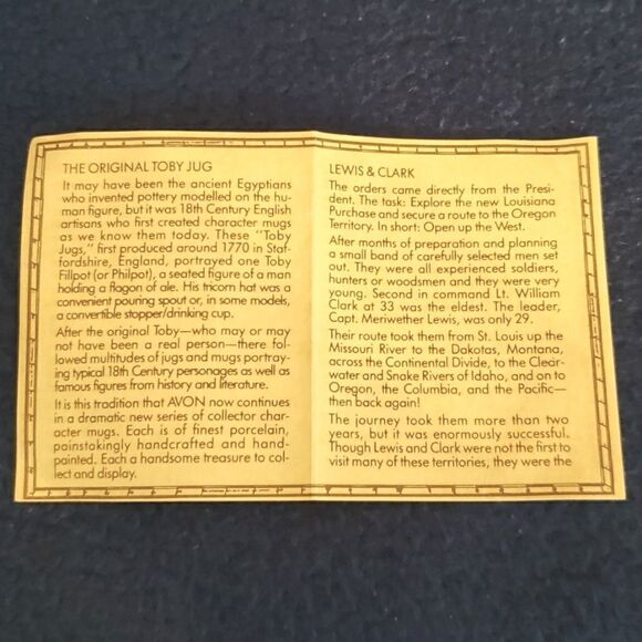 Vintage 1985 Avon Collectible Character Toby Mug Lewis And Clark Figurine Cup - Picture 13 of 15